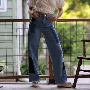 Stylish Blue Patchwork Women Jeans